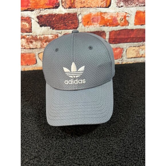 Adidas Gray Trefoil Logo Adjustable Sports Cap S/M Polyester D3 - Picture 1 of 4